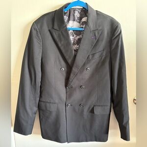 Men's Double-Breasted Black Blazer